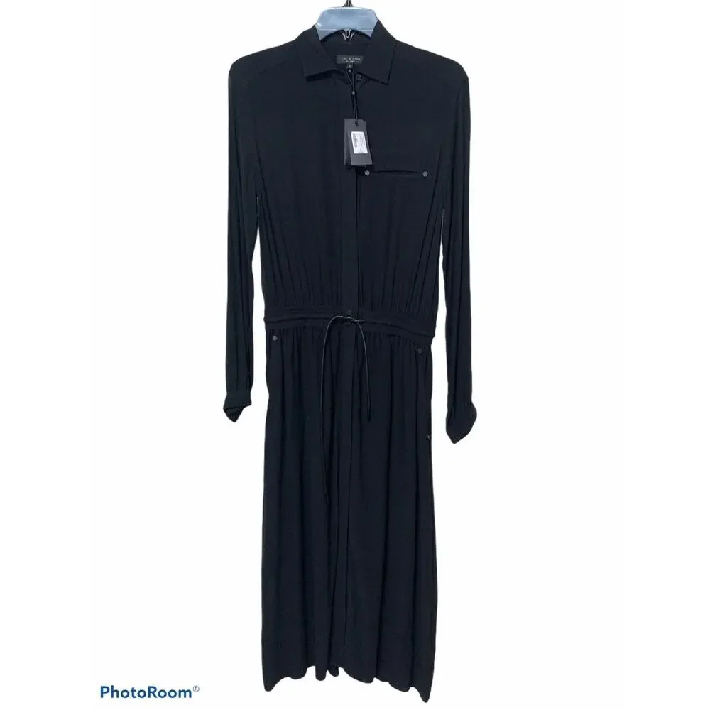 Rag & Bone black Shelly Dress 0 midi NWT $595 - Picture 2 of 8